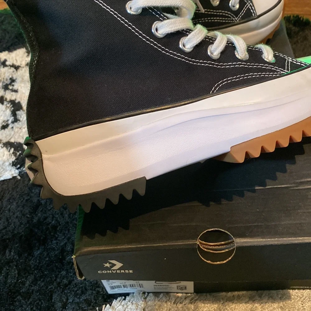 Converse Run Star Hike High Top Sneakers Black White Gum